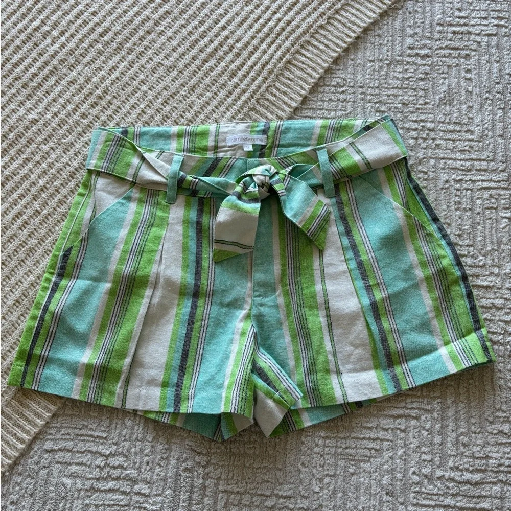 NWT Camille & Sophie Striped Paper Bag Shorts Girls